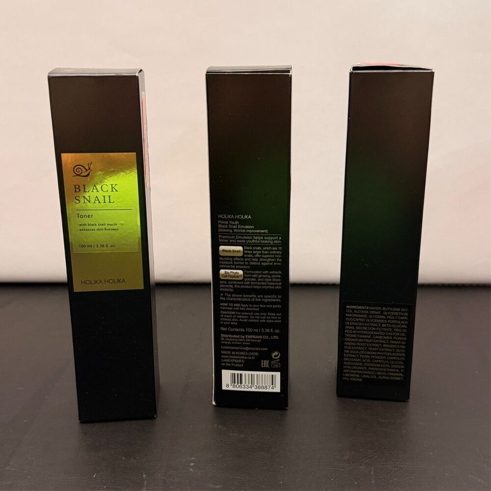 Lot of THREE Holika Holika Prime Youth Black Snail Repair Toner Snail Mucin NEW